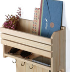 Key Holder, Wall Mounted Mail Organizer, Keys Holder on Wall with 9 Key Hooks, Natural Color