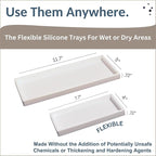 Countertop and Vanity Tray - 2 PC (11” and 7”) Shatterproof Silicone Kitchen and Bathroom Trays for Counter, Kitchen Soap Dispenser Tray, Vanity Trays for Bathroom, Perfume Key Tray