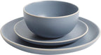 Gibson Home Rockaway Round Stoneware Dinnerware Set, Service for 4 (12pcs), Blue