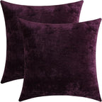 Jeneoo Plum Purple Decorative Throw Pillow Covers Soft Chenille Comfy Square Couch Cushion Cases for Living Room Sofa Decor (Set of 2, 16 x 16 Inches)