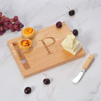 Miicol Wood Charcuterie Board, Monogram Cheese Board 10 Inch, Personalized Initial Cutting Board with Spreader, Unique Housewarming Gift, Ideal for Kitchen, Home, Letter P