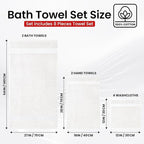 Infinitee Xclusives Luxury 100% Cotton Towel Set – 8 Piece Bathroom Towel Set (2 Bath Towels, 2 Hand Towels, 4 Washcloths) – Soft & Absorbent Towels for Bathroom (Brilliant White)