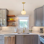 Brushed Gold Pendant Lights Kitchen Island 2 Pack, 7.3" Milk Glass Modern Pendant Light Fixtures with Rods, Globe Hanging Lighting for Kitchen Sink Bathroom Dining Room, E26 Base