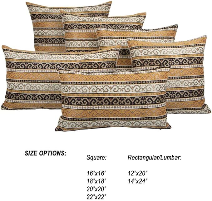 Decorative Retro Throw Pillow Covers Mustard Yellow and Black Kilim - 18 x 18 Inches Pillows, Boho Room Decor for Couch, Bohemian Square Case for Farmhouse, Ethnic, for Window Seat
