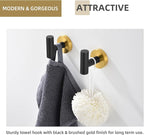 Angle Simple Black & Gold Towel Hook 2 PCS, Stainless Steel Bathroom Robe Holder, Round Coat Hand Towel Hanger, Wall Mounted