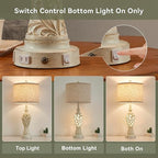 26" Farmhouse Table Lamp - 2 USB A+C 3-Way Dimmable Touch Lamps with Nightlight for Living Room Bedroom Lamp Bedside Nightstand Lamps (Bulb Included)
