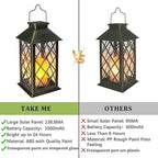TAKE ME 14" Solar Lanterns Outdoor Waterproof Garden Lanterns Large Flickering Flameless Candle Mission Lights for Table,Outdoor,Party Mothers Day Gifts ( 2 Packs Bronze-Green Color)