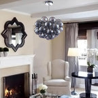 Longree Bubble Ball Chandelier Smoked Black, Dia 20 inch Oval Bubble Glass Pendant Light Fixture for Bedroom Study Bathroom