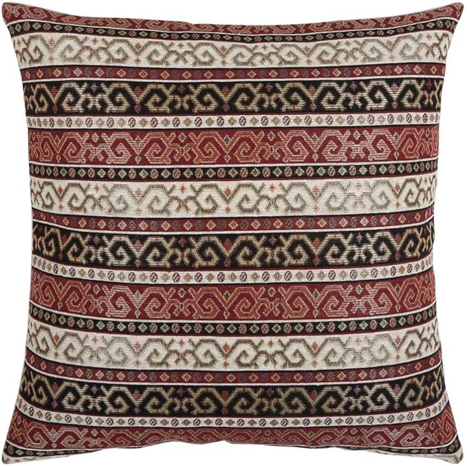 Boho Throw Pillow Covers Burgundy Red and Black Kilim - 20 x 20 Inches Decorative Diwan Pillows, Hippy Room Decor for Couch, Bohemian Outdoor Case for Farmhouse, Ethnic Shams, Patio