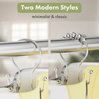 AmazerBath Shower Curtain Hooks, Shower Curtain Rings, Metal Chrome Shower Curtain Hooks Rust Proof, Smooth Glide Double Shower Hooks for Shower Curtain, Shower Rod Hooks 12Pcs