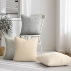 Topfinel Neutral Throw Pillow Covers for Couch,Boho Cozy Soft Cushion Covers Set of 4 with Corduroy,Nordic Accent Pillowcases for Sofa,Bed,Living Room Home Decor 18×18 Inch (Cream,White)