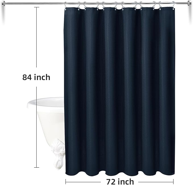 LaCyan 3 in 1 Waterproof Waffle Weave Shower Curtain and Clear Liner Set with 12 Stainless Steel Hooks Double Sided for Bathroom 72 Inches Heavy Duty Polyester Fabric Shower Curtains 72x84