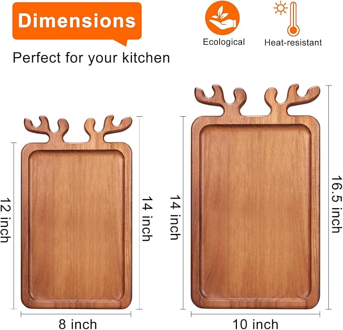 Renawe Large Acacia Wood Platter for Christmas Charcuterie Board Festive Fruit Veggie Trays Wooden Cheese Board Xmas Kitchen Decor Gift Holiday Cookie Platters Food Serving Dish Plate Christmas Tray