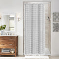 MitoVilla Grey Boho Small Stall Shower Curtain Set 36 x 72, Half Size Narrow Polyester Linen Fabric Shower Curtains for Farmhouse Bathroom Decor, Light Grey
