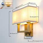 Yosoan Linen Fabric Boho Wall Sconce Bedside Light with On Off Switch, 2-Light Brass Finished Hardwired Vintage Industrial Dual Wall Mount Lamp Square Shade for Bedroom Living Room Stairwell(Antique)