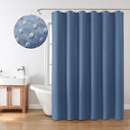 Inhousolu Fabric Shower Curtain Waffle Weave, Moonlight Blue 230 GSM Heavy Duty, Weighted Hem, 14 Metal Hooks, Water Repellent, Machine Washable, Hotel Spa Luxury Bath Curtain Set, 72 x 84 Inch