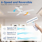 52Inch Smart Ceiling Fan with Lights Remote,APP&Alexa WIFI Controled,Quiet Reversible DC Motor,Dimmable LED,Indoor Outdoor Modern Ceiling Fan,for Living Room Bedroom Patio Porch,White&Light Wood