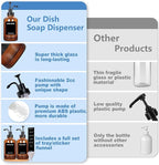 Amber 18 Oz Dish Soap Dispenser for Kitchen, Ultra-Thick Glass Soap Dispenser Set with Tray, Pump, Funnel for Bathroom, Liquid, Lotion, Shower, Laundry, (2 Pack with 12 Stickers)
