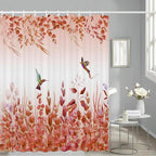 Shower Curtain, Kingfisher Autumn red Shower Curtain -72 "W x 72" L with 12 Hooks, Weighted Hem Shower Curtain, Waterproof Bathroom Shower Curtain, red Leaf Kingfisher Shower Curtain