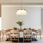 Modern Chandelier with White Fabric Shade Gold and Brass Finished Adjustable 4-Lights Pendant Lighting Fixture for Kitchen Island Dining Room and Restaurant