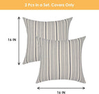 Gray Pillow Covers Farmhouse Linen Throw Pillow Covers Striped Outdoor Decorative Square Throw Pillows for Couch Sofa Bed 16 x16 in Pack of 2 Gray and Cream