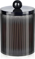 AXX Qtip Dispenser Apothecary Jars Bathroom - Qtip Holder Storage Canister Clear Plastic Jar for Cotton Swab,Q-Tips,Cotton Rounds (Black 1Pcs)