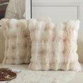 MANDIOO Pack of 2 Thick Plush Wool Decorative Throw Pillow Covers Super Soft Wave Bubble Fur Velvet Cushion Covers Pillow Shams for Couch Bed Living Room 22x22 Inch White Beige