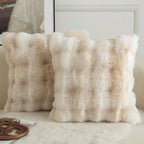 MANDIOO Pack of 2 Thick Plush Wool Decorative Throw Pillow Covers Super Soft Wave Bubble Fur Velvet Cushion Covers Pillow Shams for Couch Bed Living Room 20x20 Inch White Beige