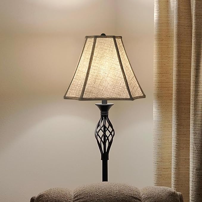 TOOTOO STAR Bell Lamp Shades, 6.5"x13"x10.5"(Spider) Rectangle Modern Lampshade for Table and Floor Lamps, Fabric Linen Hand Crafted, Assembly Required