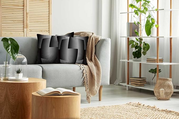 CAPSCEOLL Geometric Throw Pillow Covers 20X20 Set of 2 Soft Geometry Black Gray Pillow Cases Cushion Covers for Living Room Bedroom Decorative Throw Pillowcases for Sofa Couch Chair