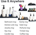 DNC 7.9" Small Silicone Bathroom Counter Tray, Vanity Tray, Kitchen Sink Soap Tray for Dish Holder Dispenser Countertop Toilet Tank Desk Organizer Black