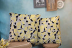CAPSCEOLL 2PCS Gray Yellow Soft Throw Pillow Covers 20X20Inch Abstract Autumn Art Black Yellow and Grey Geometry Scraps Covers for Throw Pillows for Bedroom Sofa Living Room