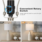 24.5″ Ceramic Table Lamps Set of 2, Modern Farmhouse Bedside Lamps for Bedroom Nightstand, Small Table Lamp for Living Room End Table, Beige (2 LED Bulbs Included)