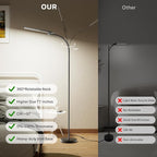 Honeywell LED Floor Lamp, F4 Sunturalux™ Gooseneck Floor Lamps for Living Room, Super Bright Stepless Dimmable Tall Standing Lamp, Modern Eye-Caring Reading Floor Lamp for Bedroom Office Study