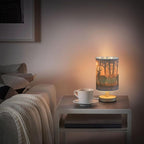 Table Lamp Deer in Sunrise Forest Nightstand Lamp with Wood Base Fabric Lamp Shade Bedside Desk Lamp for Living Room Bedroom Kids Room Office