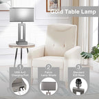 Bedroom Table Lamps Set of 2 - Grey Touch Bedside Lamps with USB C+A, 3 Way Dimmable Gold Lamp for Nightstand, Modern Night Stands Lamps for Living Room End Tables