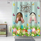 Vandarllin Spring Easter Shower Curtain, Funny Bunny Tails Rabbit Shower Curtains Set with Hooks, Floral Farmhouse Waterproof Fabric Bathroom Curtains Decor Home Accessories, Stall Long 36 X 78 Inch
