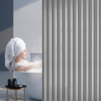 South to East Waterproof Shower Curtain, Heavy Duty Magnetic Folding Linen Shower Curtain, Non-Toxic, 72x80 Magnetic Fabric Bathroom Curtain Sets, Grey