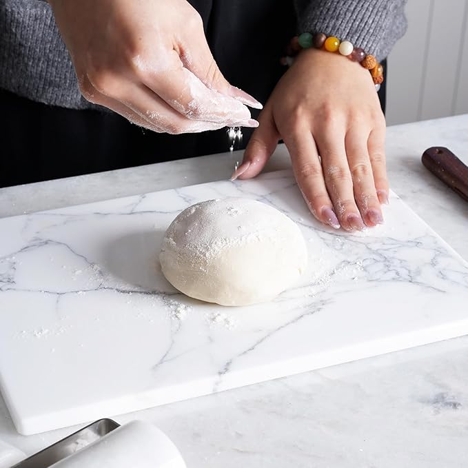 Natural Marble Cutting Boards for Kitchen - 12" x 8" Multi-Purpose Pastry Marble Tray Cheese Board Marble Slab for Counter, Bathroom Perfume Tray Jewelry Candle Plate (Arabescato)