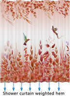 Shower Curtain, Kingfisher Autumn red Shower Curtain -72 "W x 72" L with 12 Hooks, Weighted Hem Shower Curtain, Waterproof Bathroom Shower Curtain, red Leaf Kingfisher Shower Curtain
