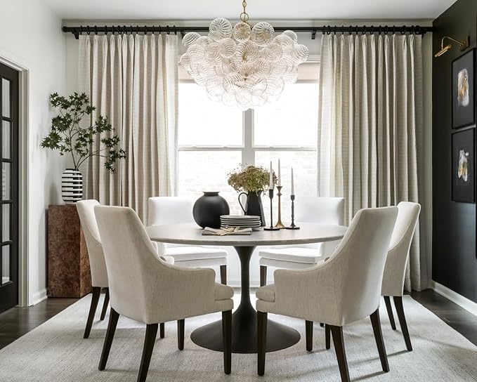 Bubble Chandeliers Lighting Gold 31" Swirled Clear Ribbed Blown Glass Globe Art Deco 9-Light Cluster Ball Pendant Lights Fixture for Living Room, Bedroom, Kitchen Island