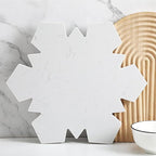 Snowflake Marble Cheese Board Charcuterie Cutting Tray Christmas Snowflake Marble Serving Decorative for Decoration Charcuterie Kitchen(White)