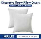 MIULEE Pack of 2 Light Gray Throw Pillow Covers 20x20 Inch Soft Chenille Pillow Covers for Sofa Living Room Couch Solid Dyed Cases