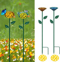 2 Packaged Bee Watering Stations, Garden Bee Bathtubs, Metal Bee Water Replenishers, Floral Designs, Outdoor Garden Courtyard Decorative Colorful Butterfly Bee Bath Bowls(Blue,Yellow)