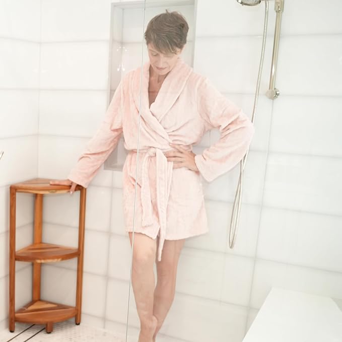 EcoDecors 3-Tier Shelf Waterproof Teak Wood Shower Shelf for Inside Shower Provides Storage, and Organization for Bathroom Accessories
