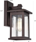 MICSIU 2 Pack Oil Rubbed Bronze Outdoor Light Fixtures, 12 Inch Exterior Wall Lighting with Clear Seedy Glass Shades, Waterproof Outside Light Fixtures for House, Porch, Entryway, Patio, Garage