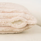 NiNi ALL Faux Fur Plush Throw Pillow Covers Beige 18x18 Inch Set of 2 Decorative Soft Plush Striped Couch Pillow Cover for Sofa Cushion Cases for Couch Bed Home Decor