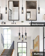 Smoke Gray Glass Pendant Lights Kitchen Island 3 Packs, Kitchen Pendant Lighting Over Island, Modern Hanging Pendant Light, Light Pendants for Kitchen Island, Living Room, Bathroom, Bedroom