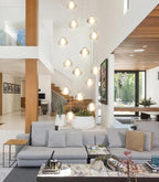Modern Crystal Chandelier for Hallway Gold LED Ceiling Lighting for Staircase Light Fixture for Living Room Foyer Entryway