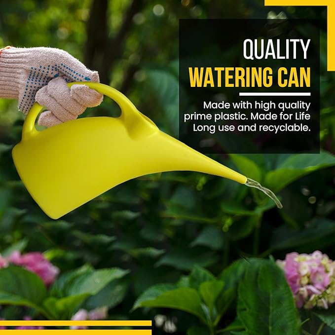 KP KOOL PRODUCTS Small Watering Can 1/2 Gallon for Indoor Plants - Outdoor Watering Can for Garden - Yellow Plant Waterer - 1 Pack